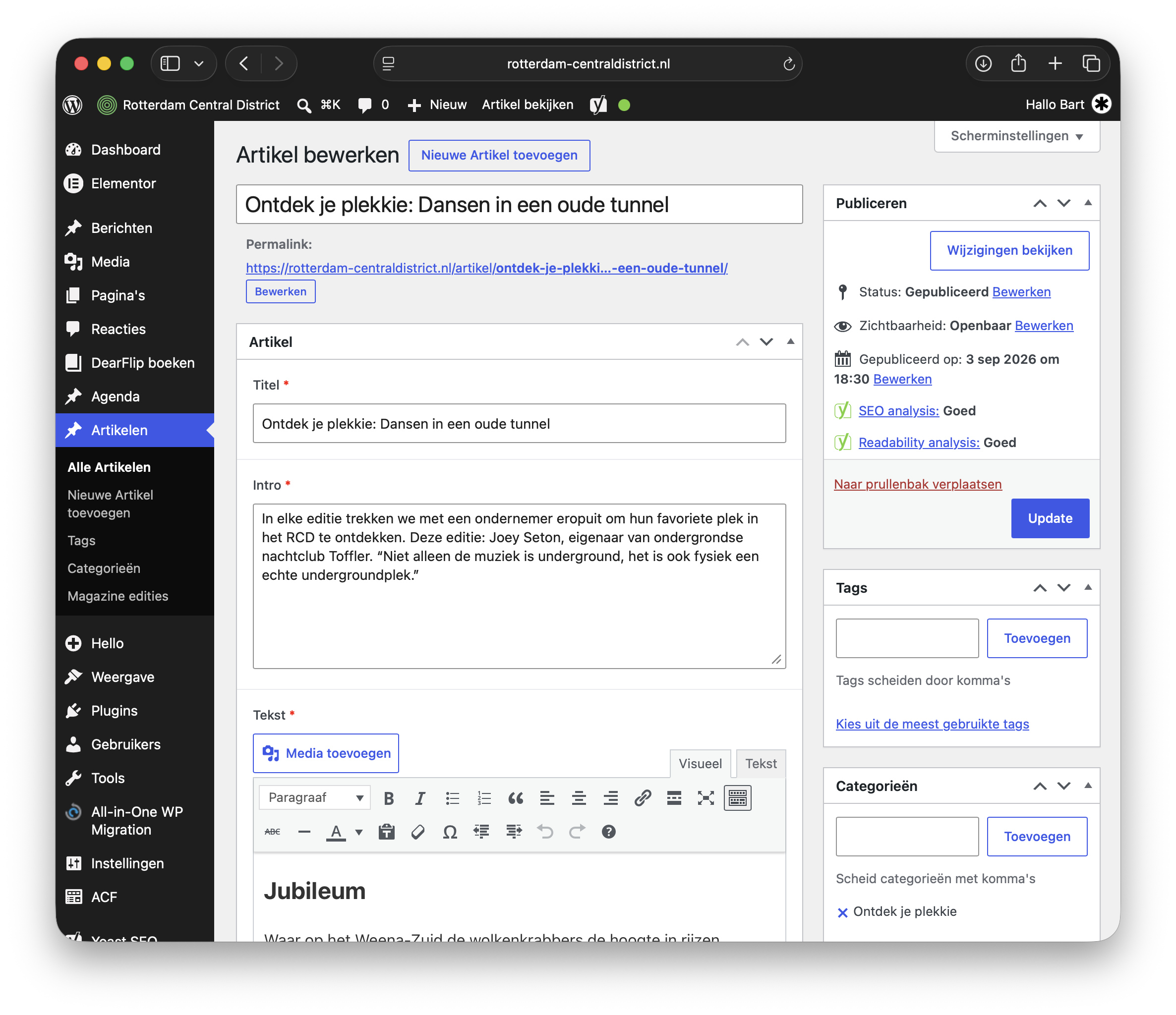 Rotterdam Central District WordPress back-end